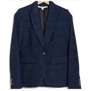 Veronica Beard Crew Cutaway Dickey Jacket Blazer Blue Plaid  XS - worn once